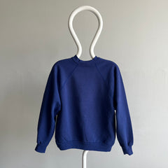 1980s Discus Heavyweight Blank Blue Raglan (w Arm Gussets) Sweatshirt