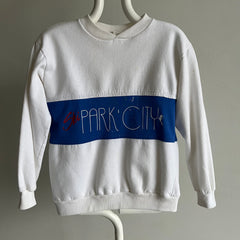 1980s Park City Color Block Paint Stained Sweatshirt