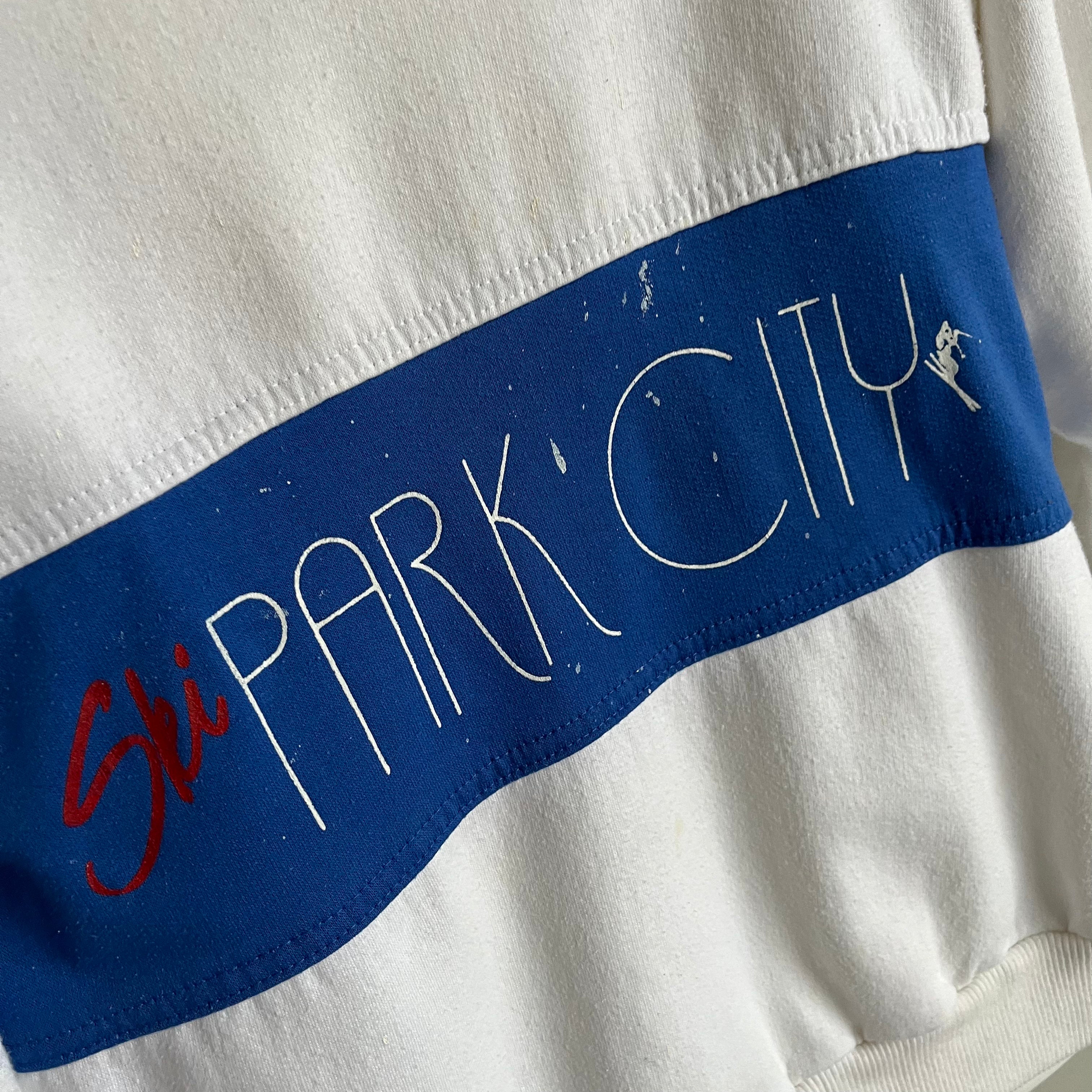 1980s Park City Color Block Paint Stained Sweat-shirt