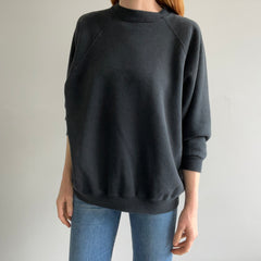 1990s Faded Blank Black Sweatshirt - Rad Cut!