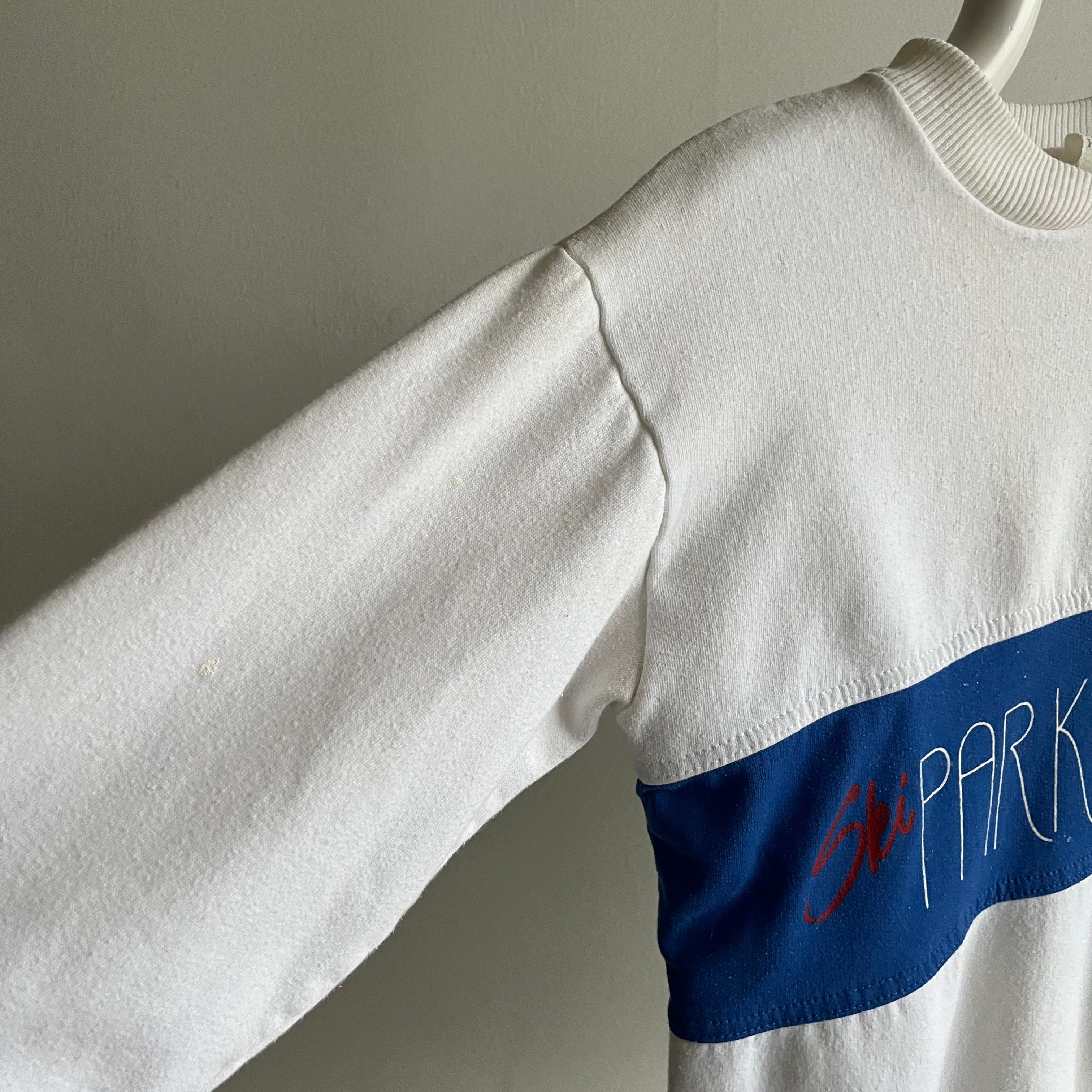1980s Park City Color Block Paint Stained Sweatshirt