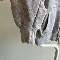 1970s Cotton Thermal Lined Gray Zip Up Hoodie with Patch!