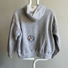 1970s Cotton Thermal Lined Gray Zip Up Hoodie with Patch!