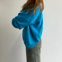 1980s Soft and Slouchy Oversized Blank Teal Raglan