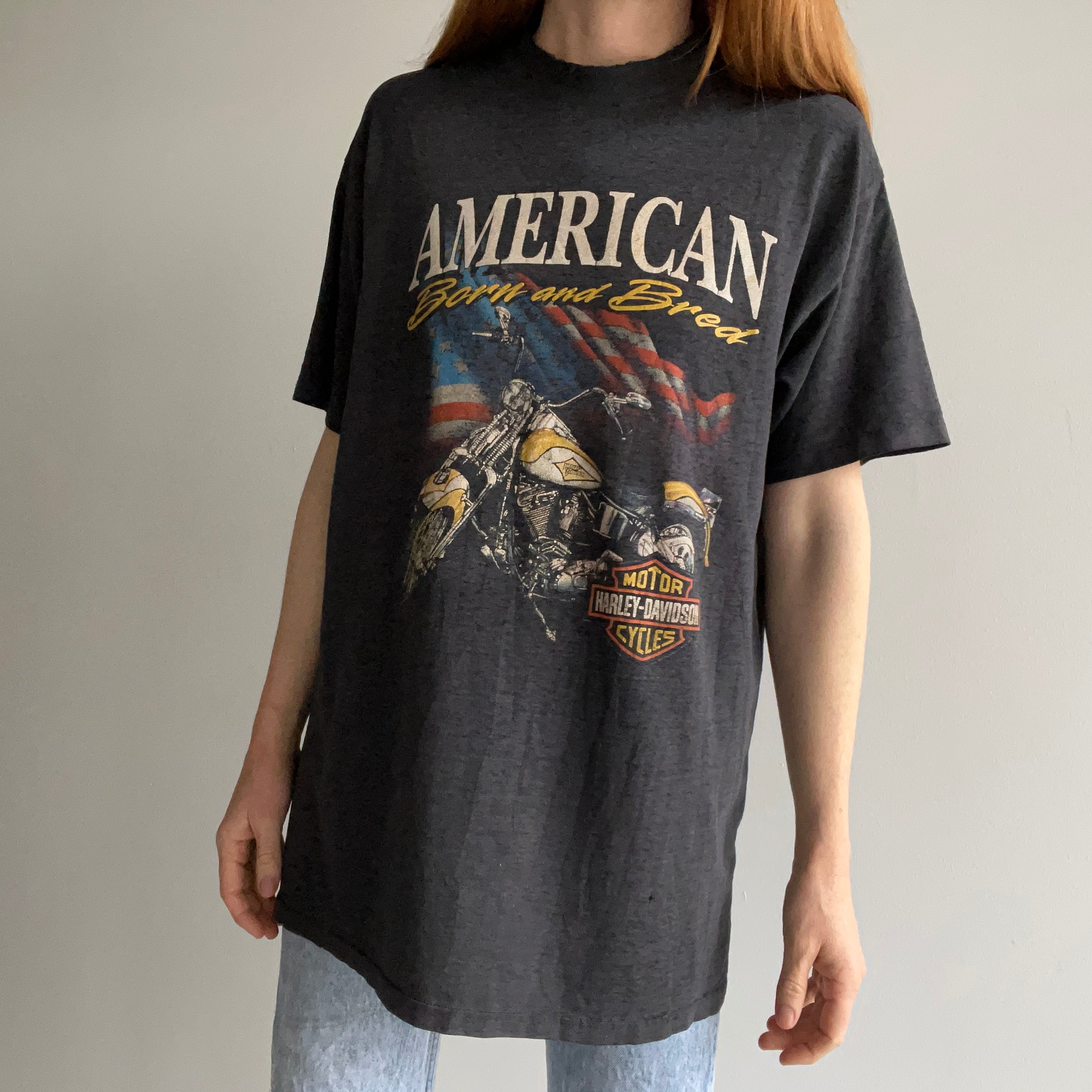 T-shirt Harley des années 1980/90 soufflé à Long Island, New York