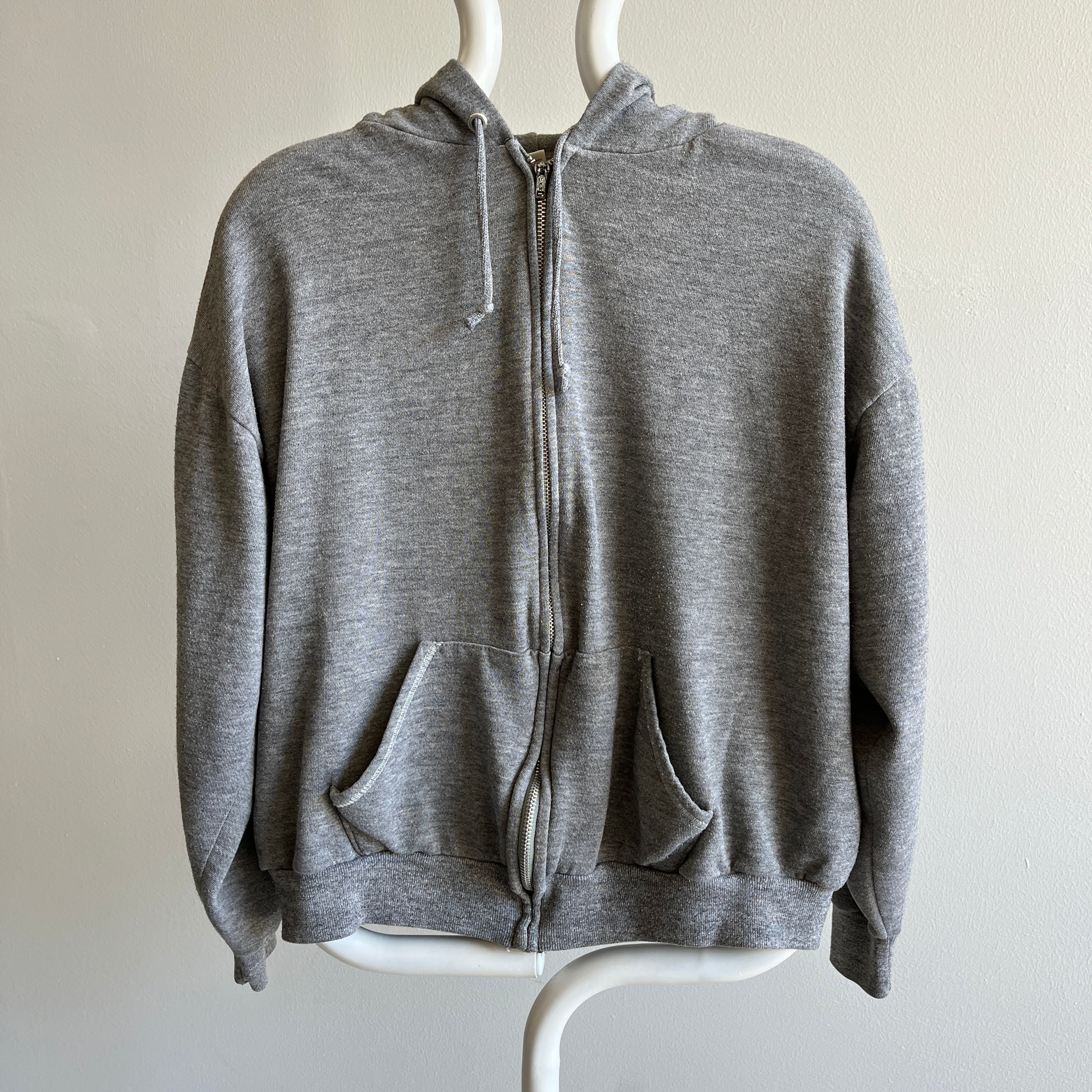 Sweat à capuche zippé gris moyen des années 1970/80 par Sportswear