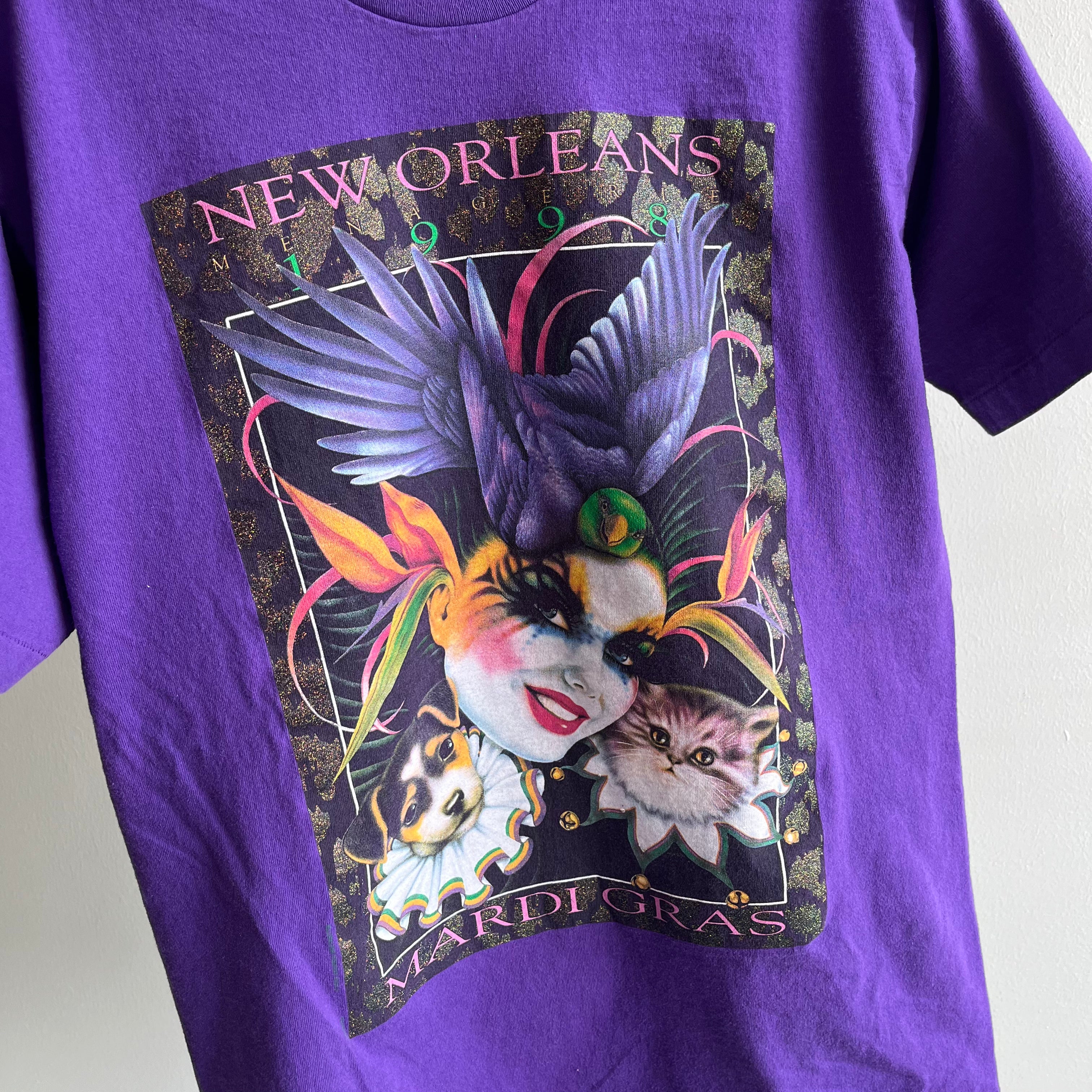 1998 Weird Cat and Dog New Orleans Mardi Gras T-Shirt