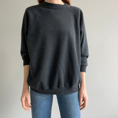 1990s Faded Blank Black Sweatshirt - Rad Cut!