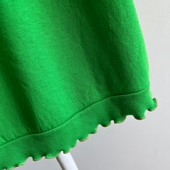 1960s Towncraft!!! DIY Ruffle Hemmed Two Tone Kelly Green Super Soft Warm Up