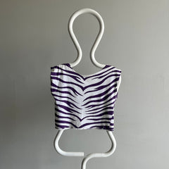 1980s Zebra Stripe Scoop Back Crop Top - WOW