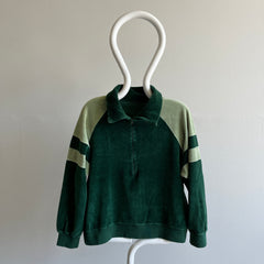 1970s Velour 1/2 Zip Color Block Super Rad Sweatshirt