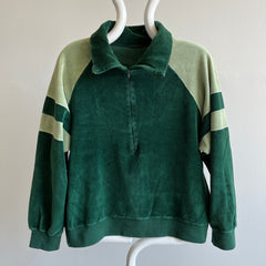 1970s Velour 1/2 Zip Color Block Super Rad Sweatshirt