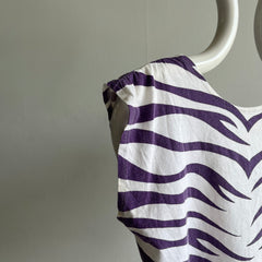 1980s Zebra Stripe Scoop Back Crop Top - WOW