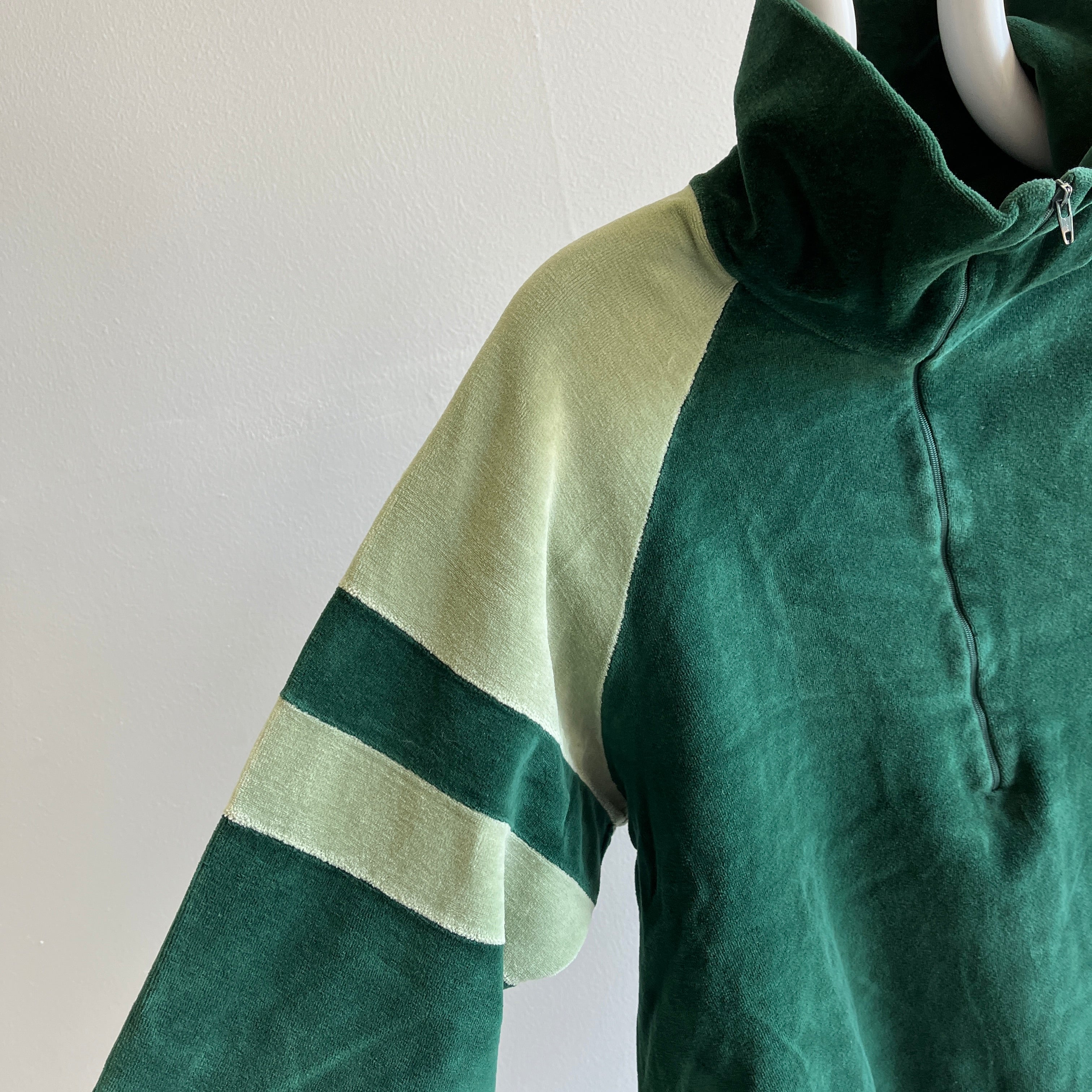 1970s Velour 1/2 Zip Color Block Super Rad Sweatshirt