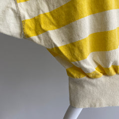 1980s Swatch Brand Yellow and White Striped Crop Top