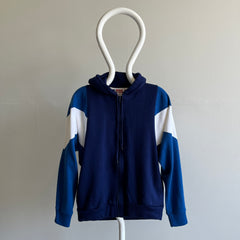 1980s Color Block Dolman Sleeve Super Soft Zip Up Hoodie