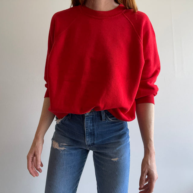 1970s Sportswear Brand Oil Stained Blank Red Raglan