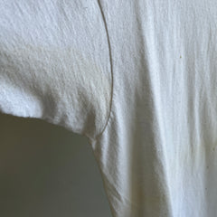 T-shirt Hanes blanc teinté de peinture des années 1980