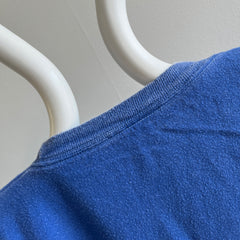 1980s Slouchy Blank Blue Knit Cotton Pocket T-Shirt