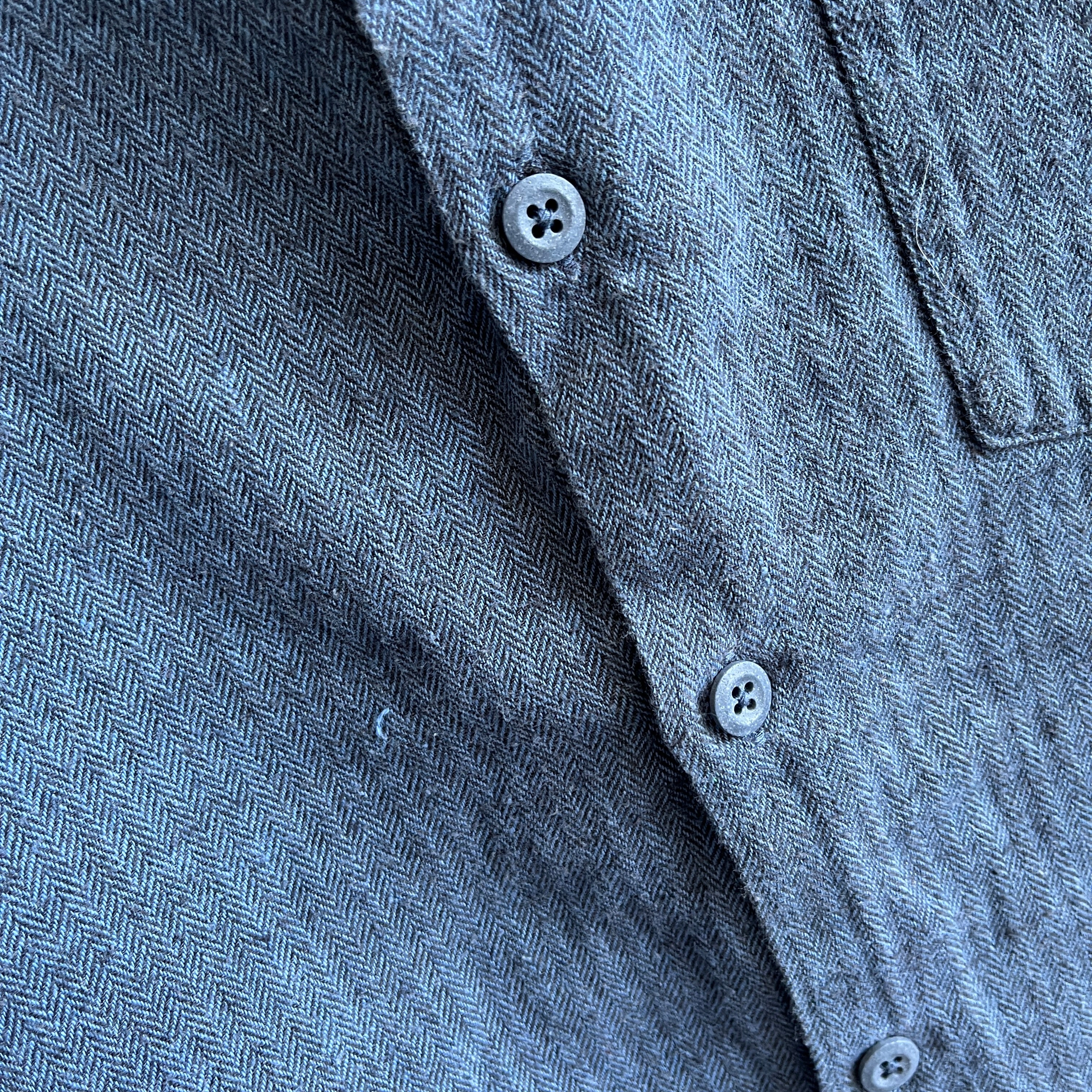 1990s Softest Ever Blue Herringbone Cotton Flannel