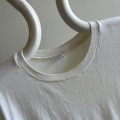 T-shirt blanc vieilli Hanes Comfort Plus des années 1980