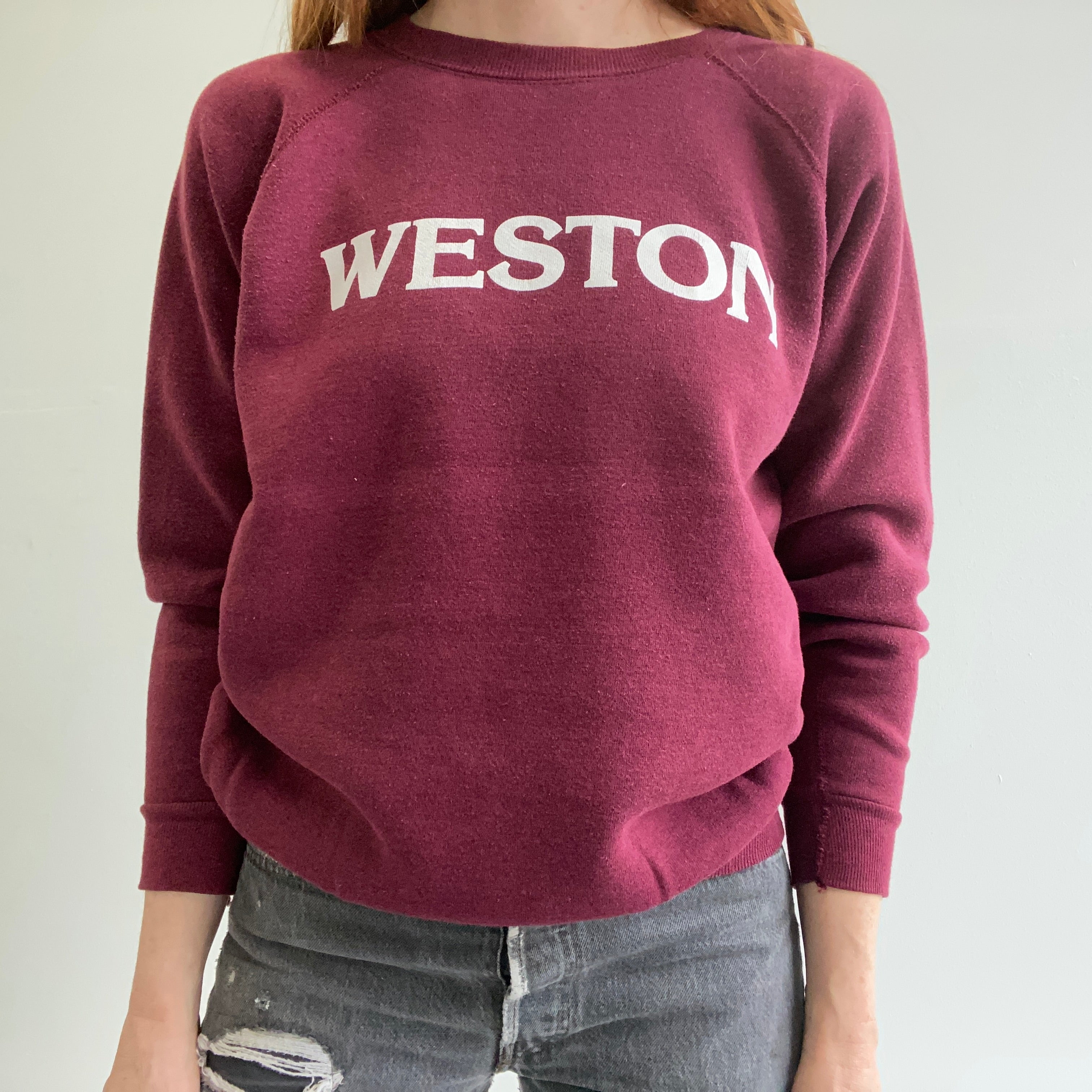 1970s « The College House » Marque Weston Double Arm Gusset AWESOME College Sweatshirt