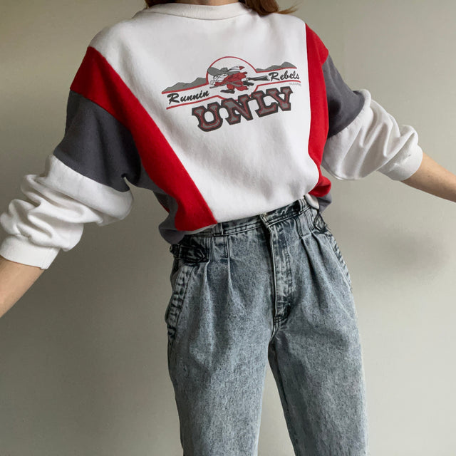 1980s Runnin Rebels UNLV Colour Block Dolum Sleeve Sweatshirt