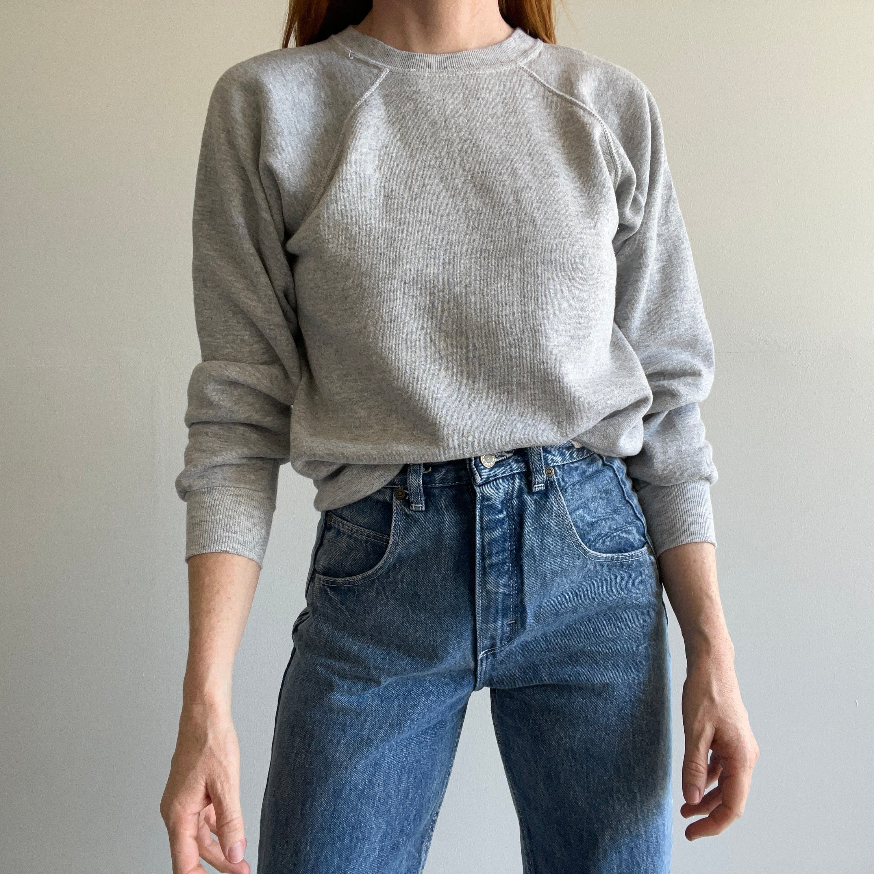 1980s Blank Gray Raglan Sweatshirt by Soffe Athletic