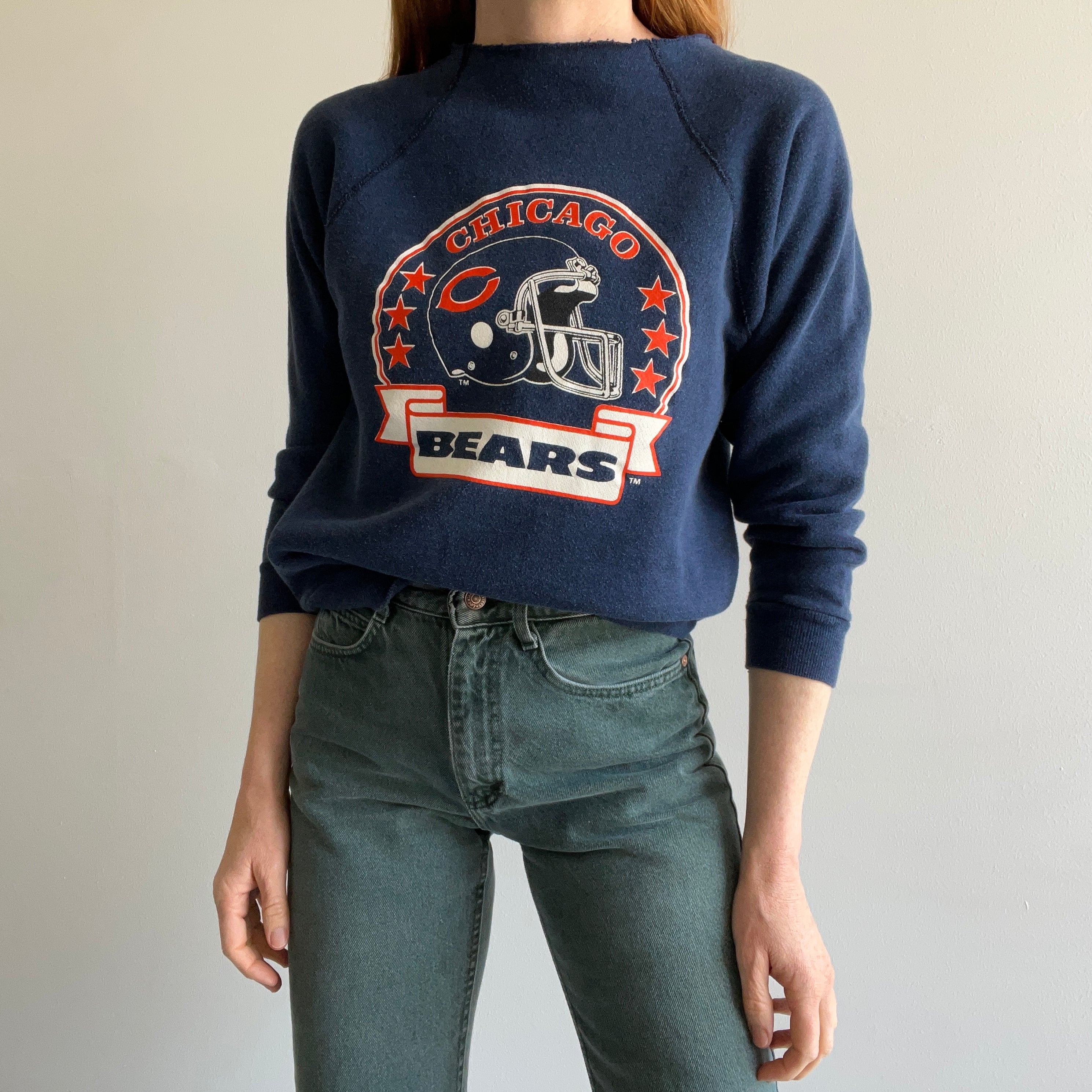 1980s Chicago Bears Cut Neck Sweatshirt
