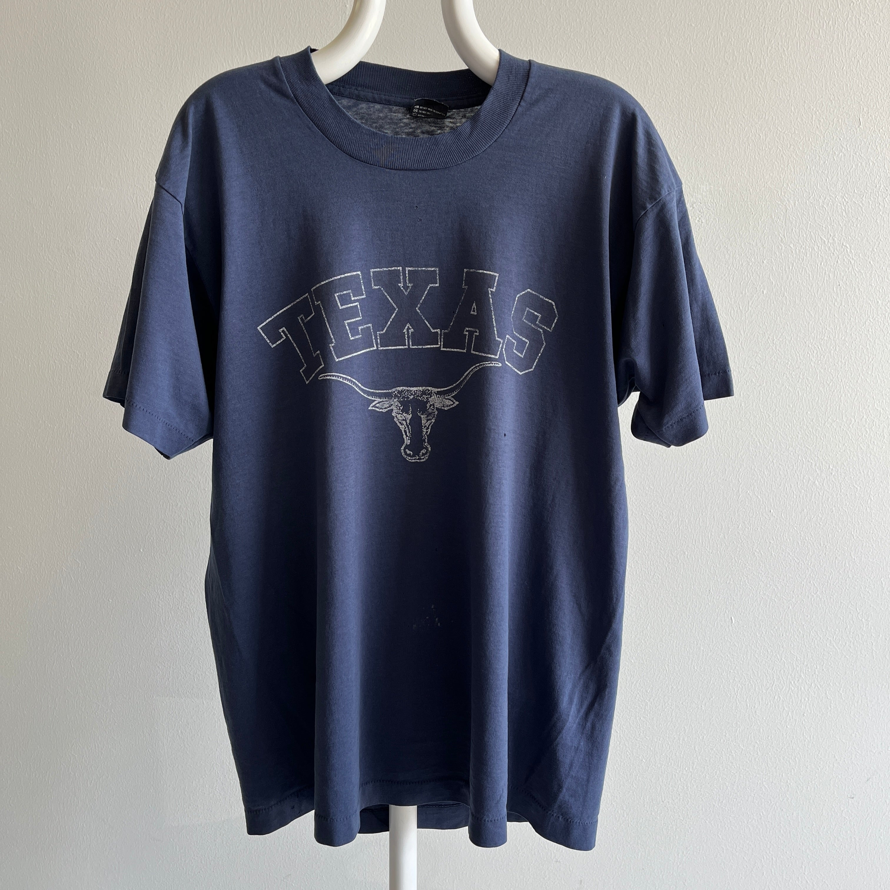 T-shirt Texas fin et délavé des années 1980