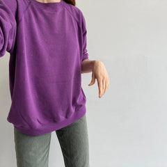 1990s Blank Purple Raglan Sweatshirt