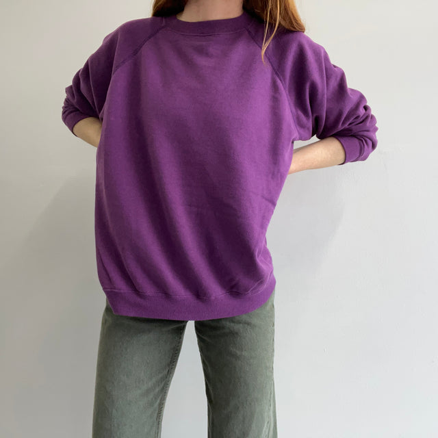 1990s Blank Purple Raglan Sweatshirt