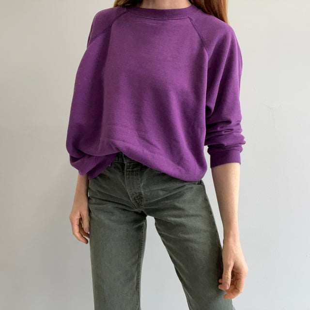 1990s Blank Purple Raglan Sweatshirt