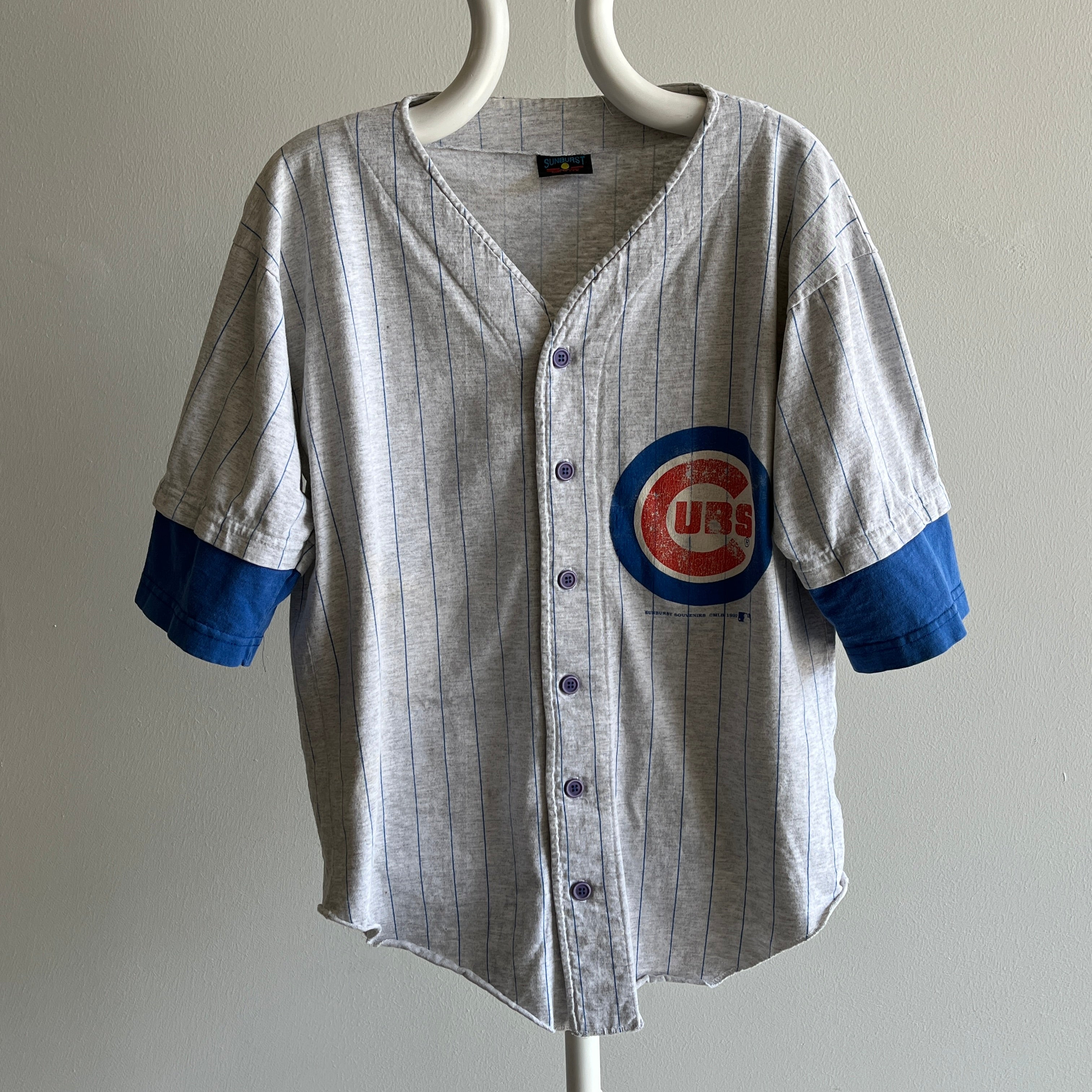 Vintage 90s Chicago Cubs Rawling Striped Baseball Jersey T 