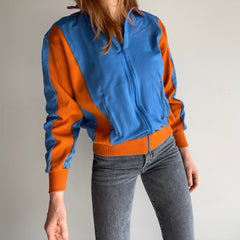 1970s Two Tone Structured Nylon/Cotton Zip Up - REALLLL GOOOOOD