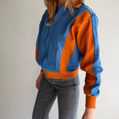 1970s Two Tone Structured Nylon/Cotton Zip Up - REALLLL GOOOOOD