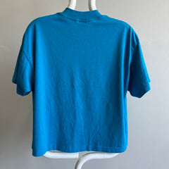 1980s Blank Turquoise Cotton Boxy T-Shirt by Sunbelt