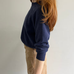 1970s !!!!! Luxurious Blank Navy Raglan !!!!!