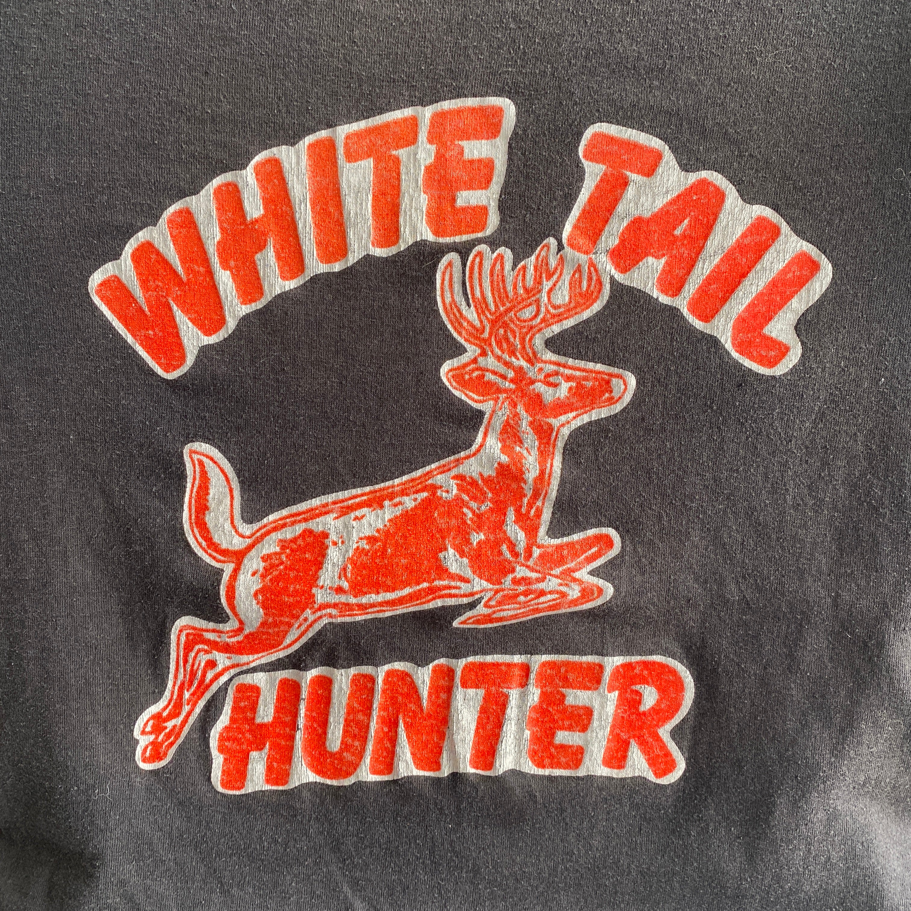 1970s White Tail Hunter Rolled Neck Very Small T-Shirt