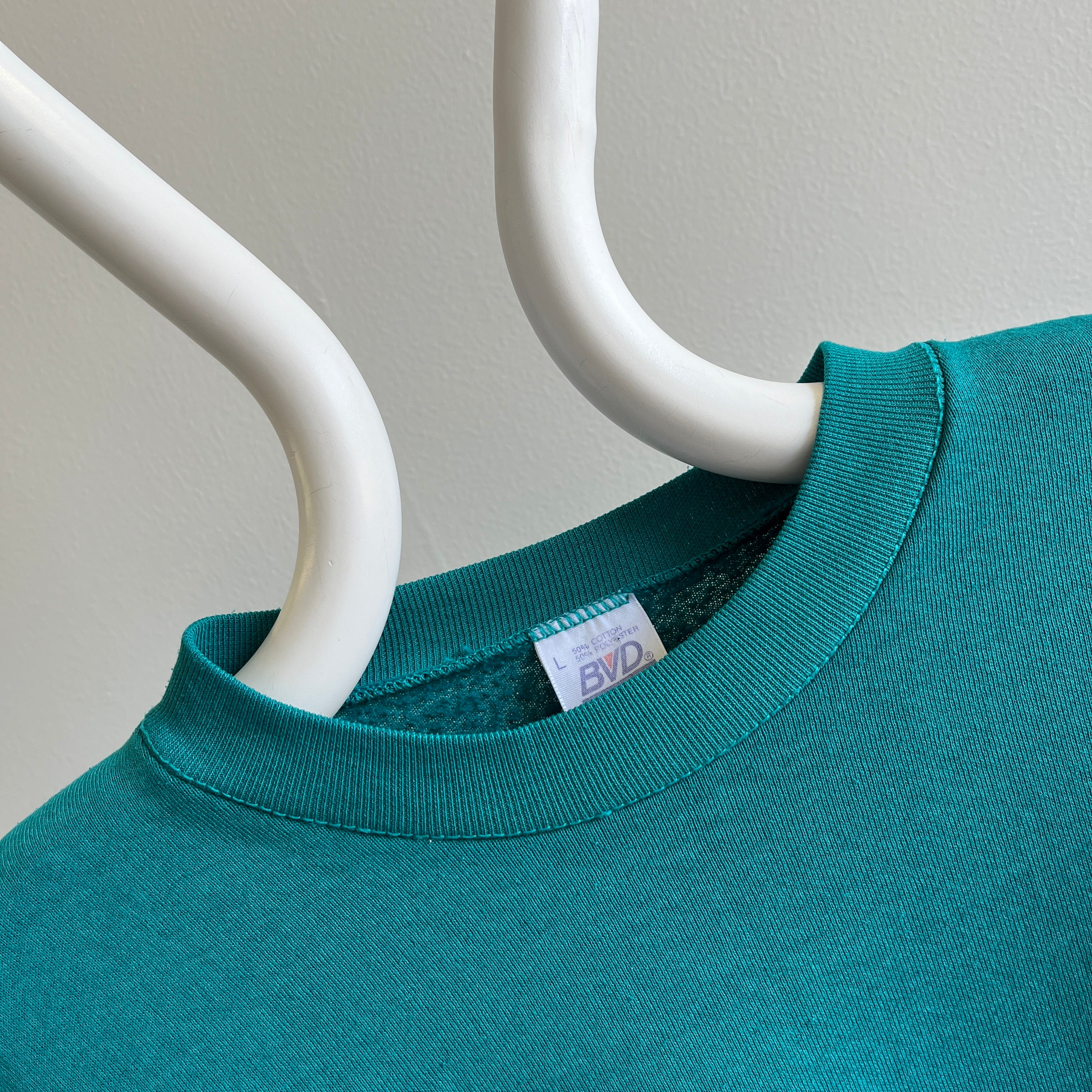 1990s Blank Teal BVD Worn Out Sweatshirt