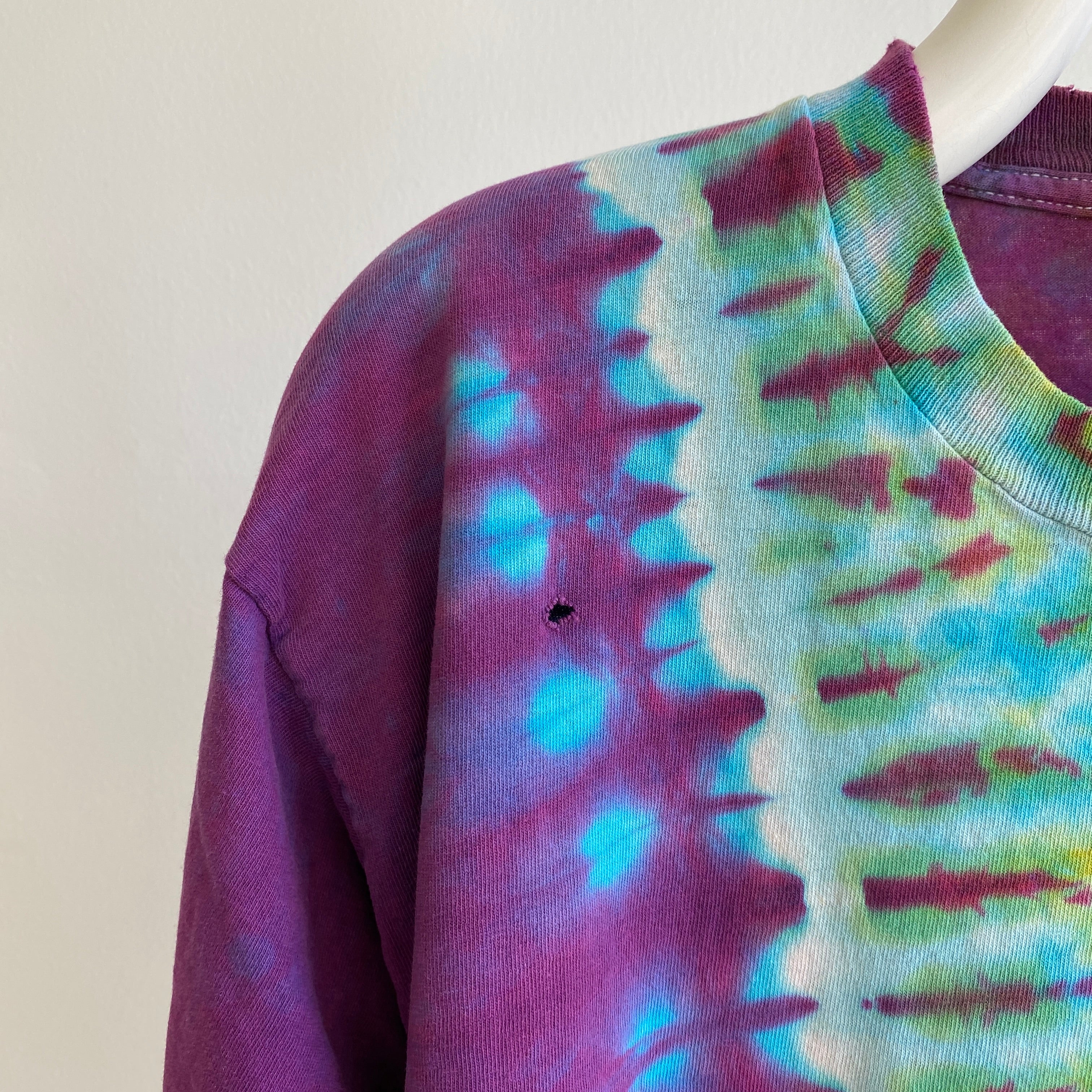 1980s FOTL Trashed Tie Dye Long Sleeve Soft Cotton T-Shirt