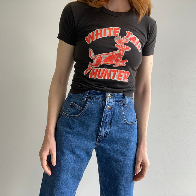T-shirt très petit col roulé White Tail Hunter des années 1970
