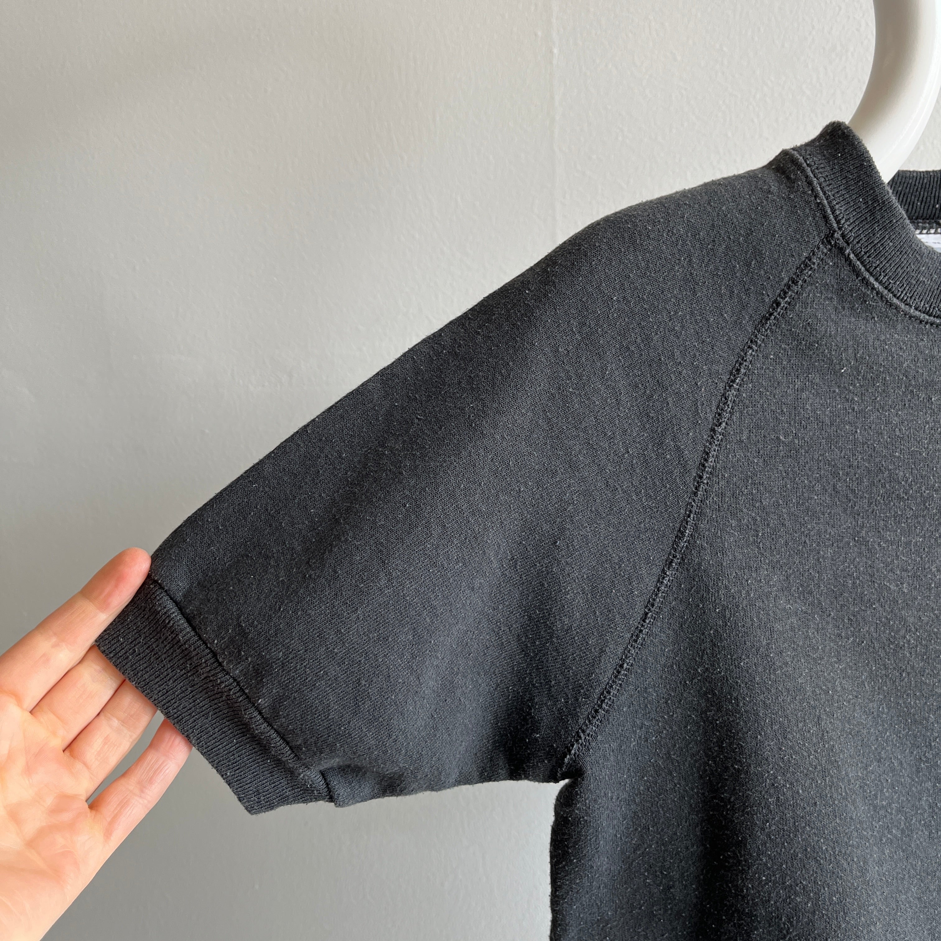 1980s Lee Brand Blank Black Warm Up - Fitted Sleeve Cuffs