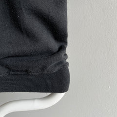 1980s Lee Brand Blank Black Warm Up - Fitted Sleeve Cuffs