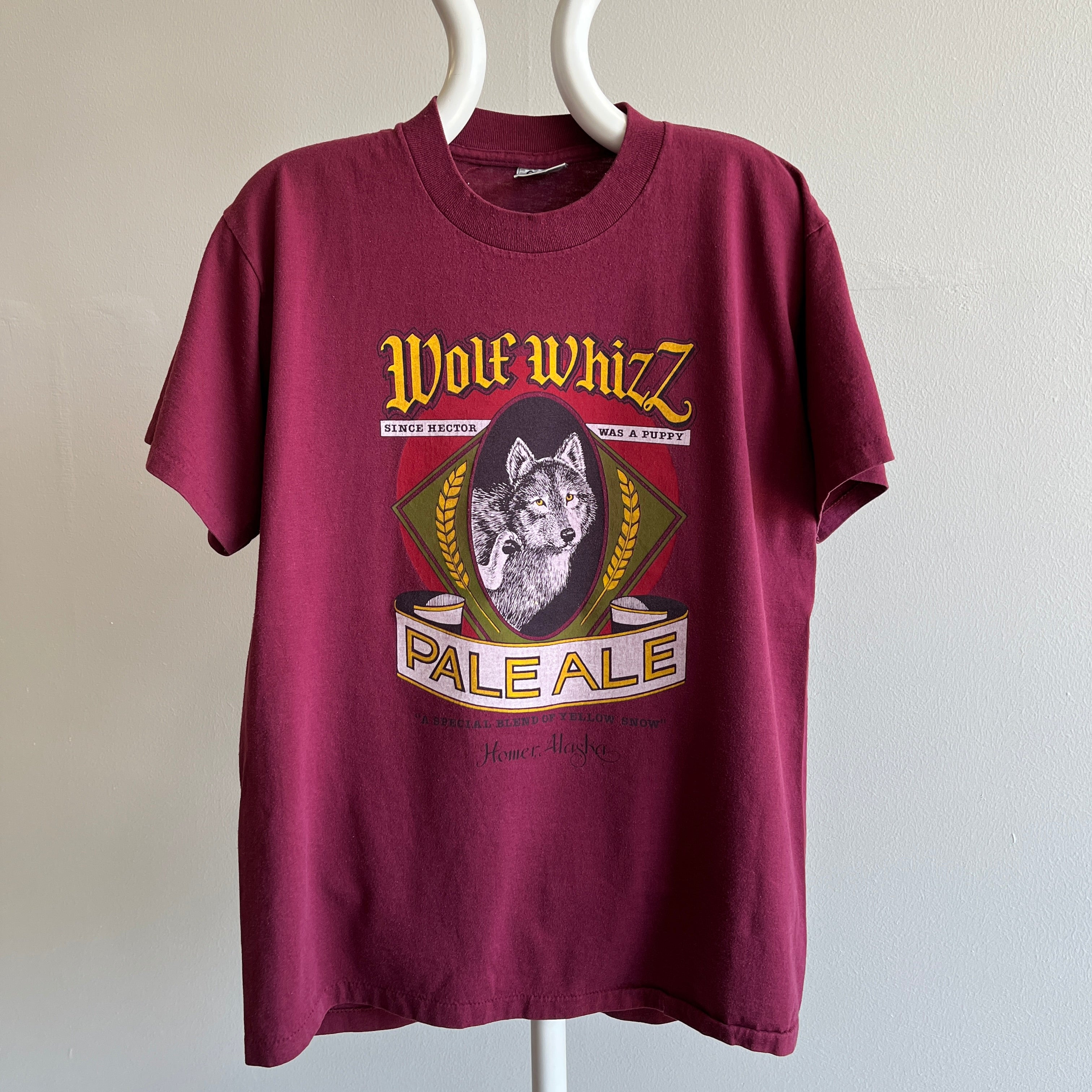 T-shirt des années 1990 (blague de papa) Wolf Whiz Pale Ale Homer, Alaska