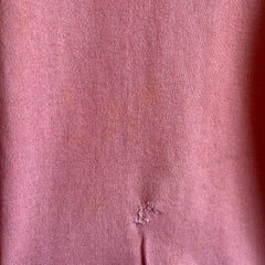 1980s Light Salmon Pink Raglan with Staining and Mending