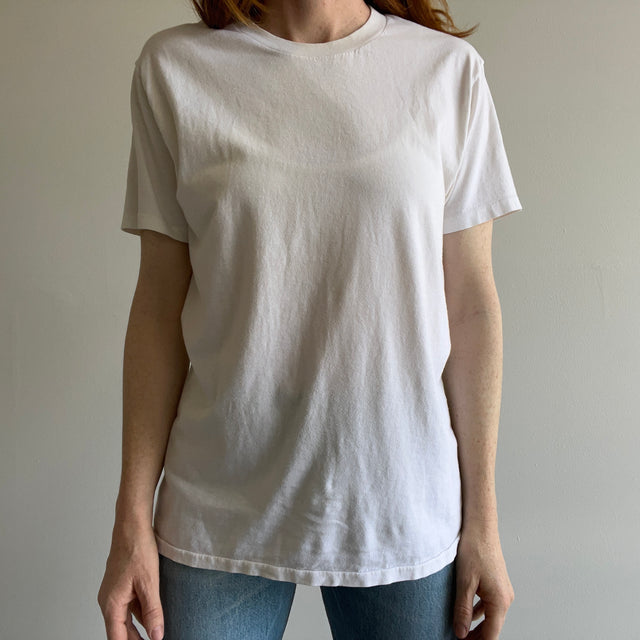 T-shirt blanc "Washed White" des années 1980 sans étiquette