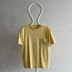 1980s Surf Tropical Heat Front And Back Pocket T-Shirt