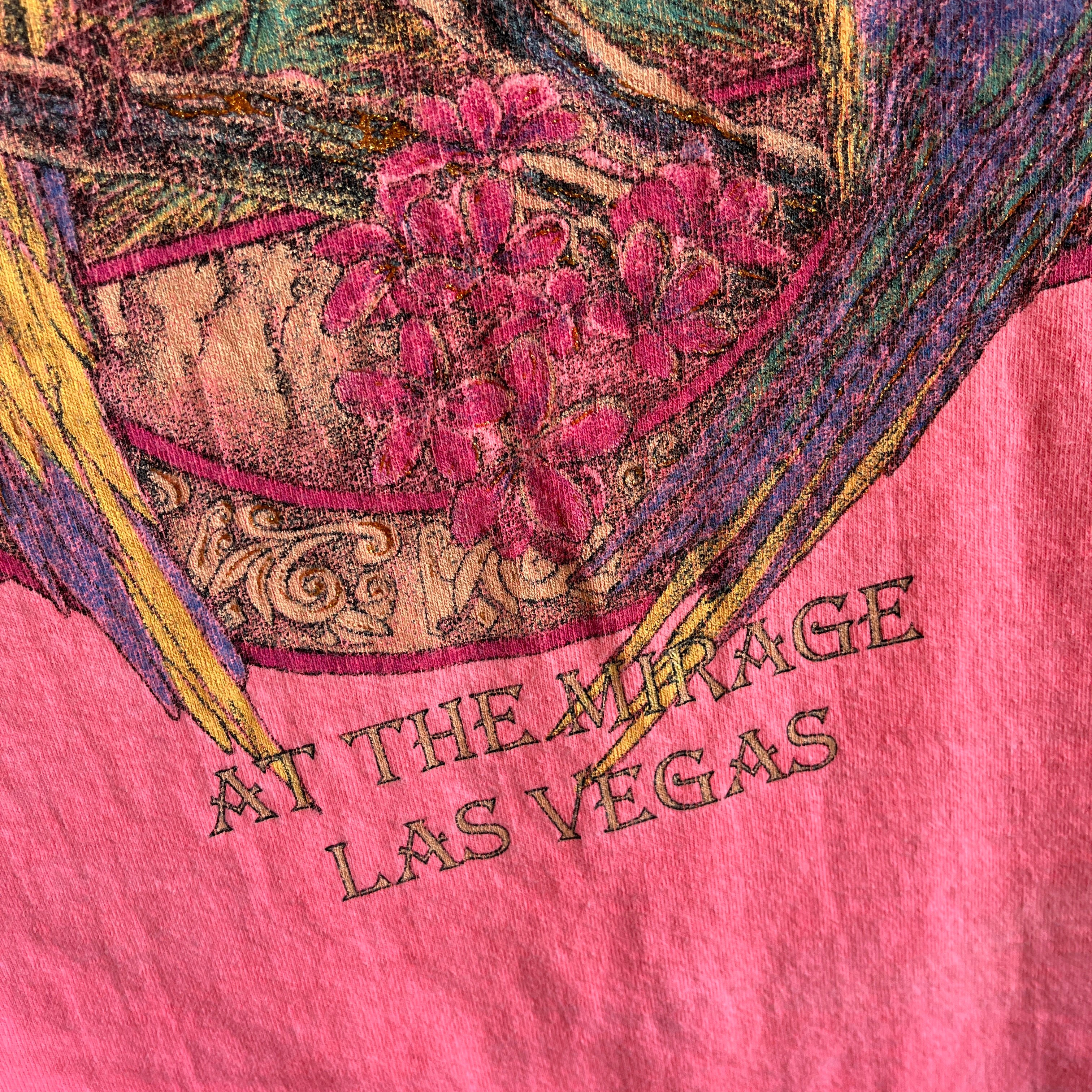 1980s Treasure Island At the Mirage Las Vegas T-shirt touristique orange fluo délavé
