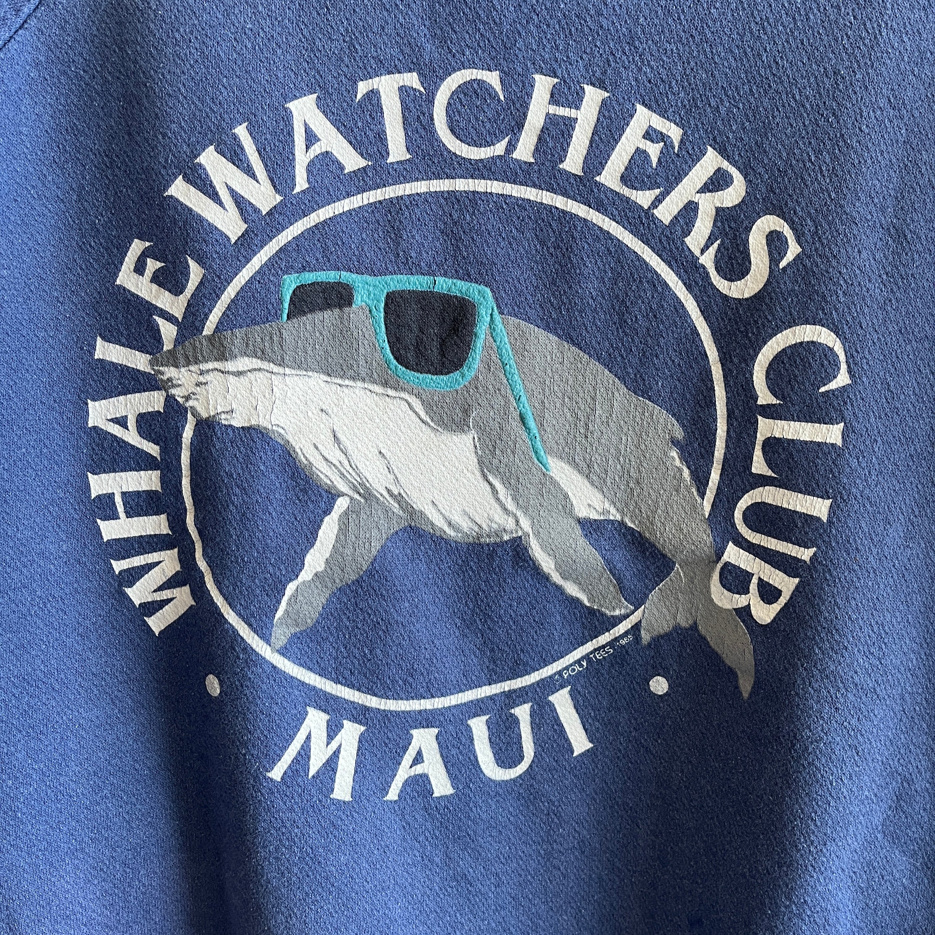 1985 Whale Watchers Club, Maui Roll Up Sleeve Warm Up - YES PLEASE!